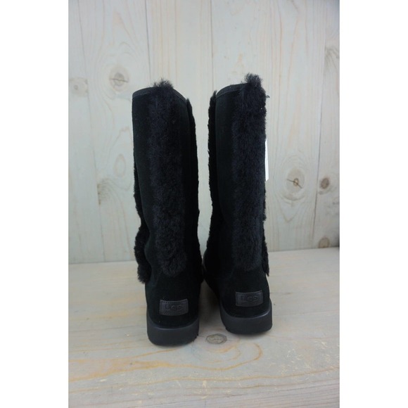 UGG SUNDANCE WATERPROOF 1017511 BLACK SHEARLING TRIM WOMENS BOOTS US 11 nib - Picture 4 of 6